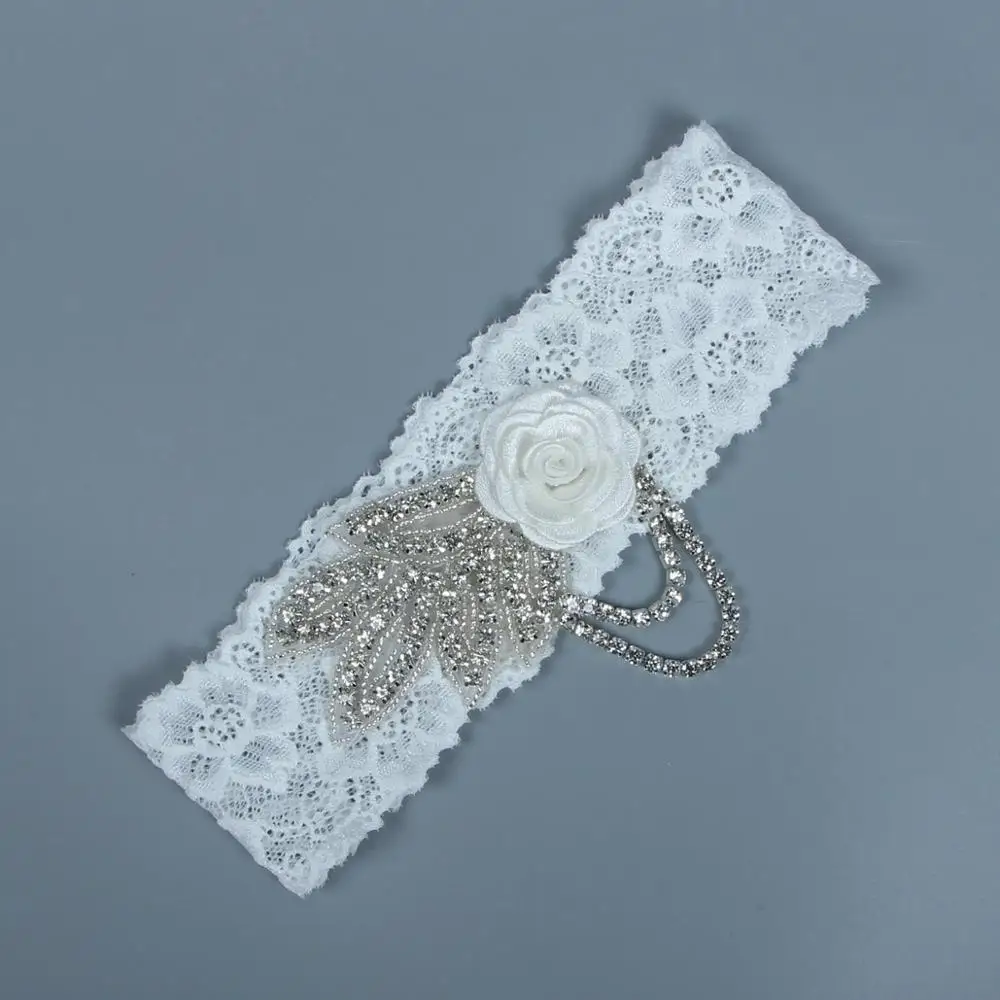 

Handmade Delicate Wholesale Luxury Wedding Garter Belt Ivory And Rhinestone Flower Bridal Garter Delicate Applique Garter