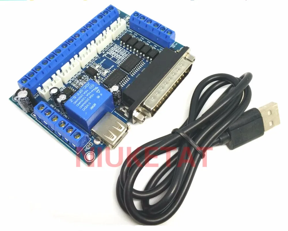 

1pcs MACH3 engraving machine CNC 5 axis stepper motor driver interface board with optocoupler isolation blue board + USB cable