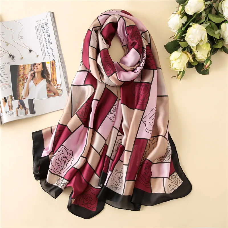 2018 Новый Модный женский шарф с цветами летние шали шелковые шарфы Пашмина
