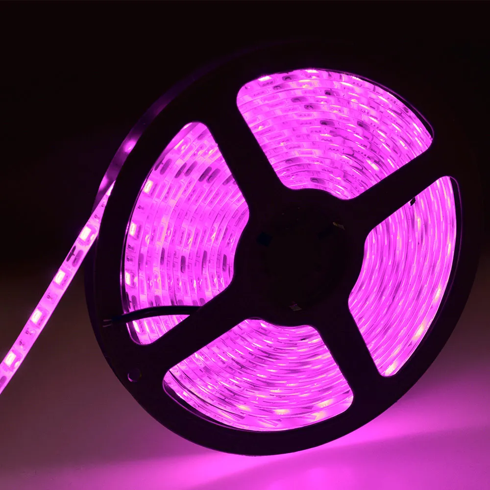 Розовый 300 светодиодный s 60 Светодиодный s/m SMD RGB светодиодный светильник 5050 5 м светодиодный светильник RGB светодиодный S Лента Диодная лента гибкий контроллер DC 12 В комплект адаптеров - Испускаемый цвет: Розовый
