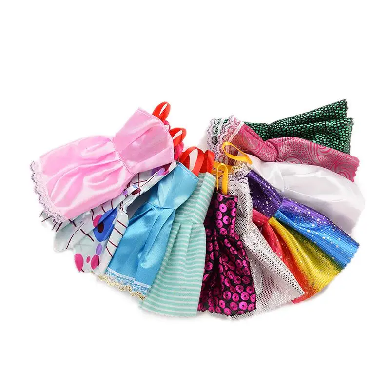 

10PCS Fashion Mixed Doll Dress For Girl Handmade Summer Party Priness Dress For Girl Dolls Clothing Dresses Accessories