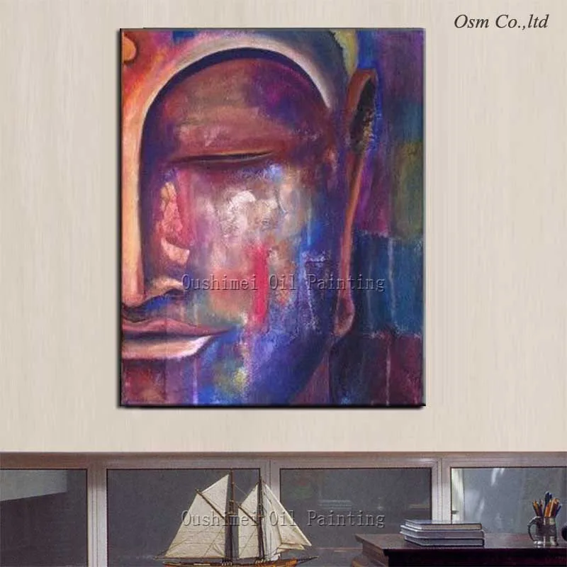 Высокое Качество ручная роспись Красочная картина маслом Будда настенное