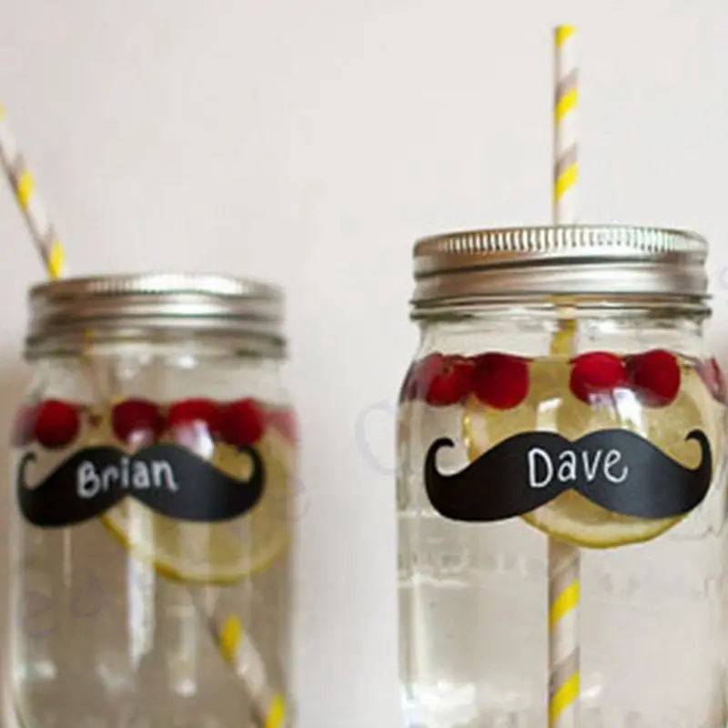 Маленький человек Mason Jar усы меловая доска для свадьбы этикетки ярлыки бакалавр