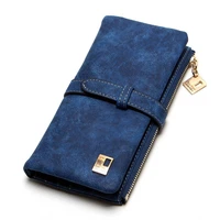 women wallets new fashion drawstring nubuck leather zipper wallet womens long design purse two fold more color clutch 194q