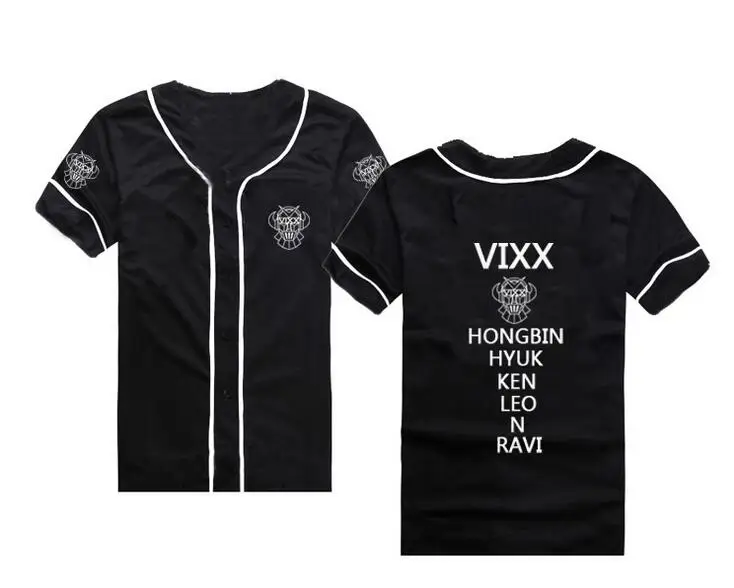 Модная Бейсбольная Футболка vixx с принтом всех названий участников в летнем стиле