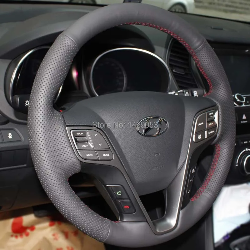 Case for Hyundai Grand Santa Fe 2013 ix45 Steering wheel covers Car styling DIY genuine leather Anti-slip breathable car | Автомобили и