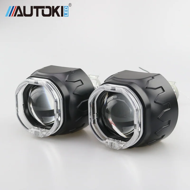 Autoki супер яркий светодиодный Ангельские глазки Halo+ HID Автомобильная прожекторная линза фары Bi-xenon комплект дооснащения обновления Мини 2,5 ''8,0 H1 H4 H7