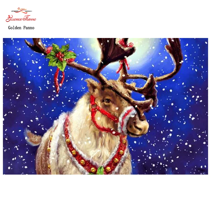 

Golden Panno,DIY DMC 11CT 14CT completely Cross stitch animal deer ,Christmas gift,embroidery needlework wall decoration 09