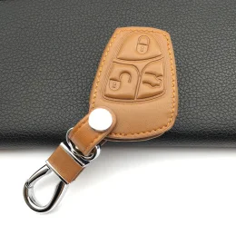 brown 3key Верхний слой кожи натуральная кожа чехол для ключей автомобиля для Mercedes Benz W124 W202 W203 W210 W211 W204 ключ коробка протектор 2 кнопки оболочки - Название цвета: brown 3key