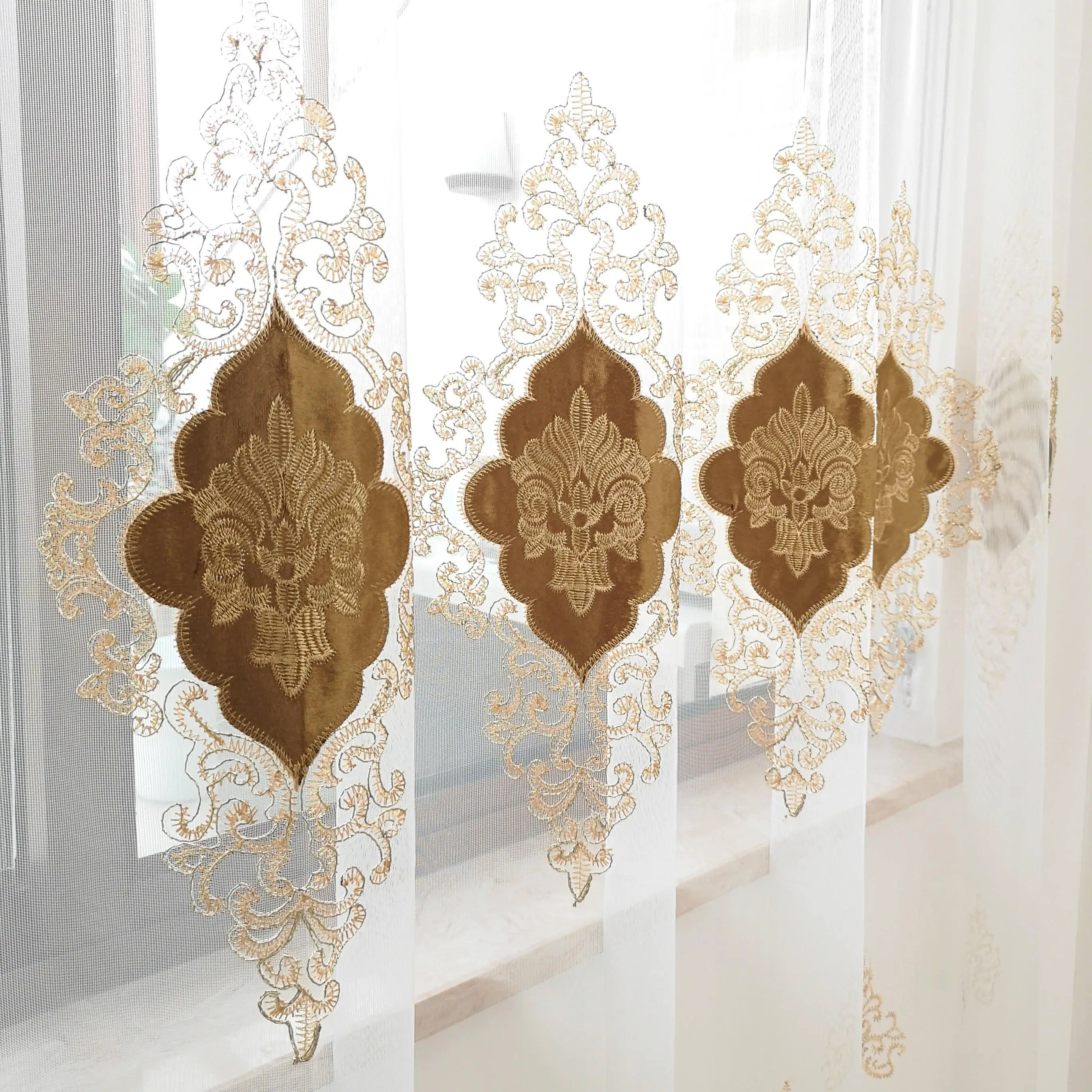gold tulle Slow Soul золотые зеленые фиолетовые синие европейские вышитые тюлевые шторы для гостиной кухни 3d спальни роскошные бархатные шторы - Цвет: gold tulle