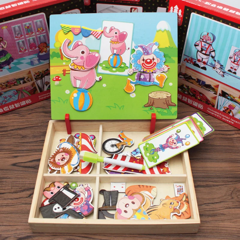 Wooden Magnetic Jigsaw Puzzle Toys New Character Princess Knight 3D Tangram Kids Educational For Children | Игрушки и хобби