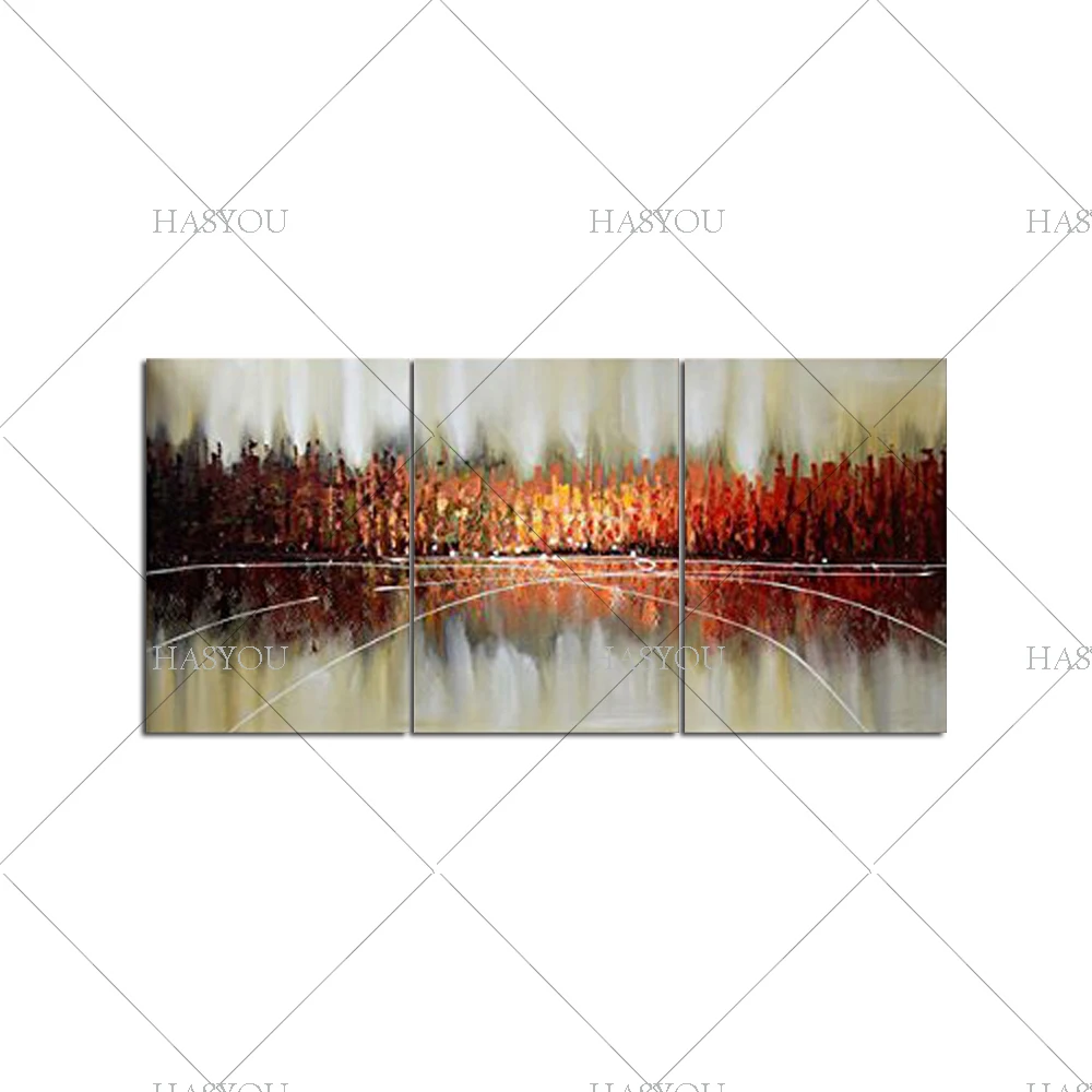 

3-Piece big size Modern 100% Hand Painted Abstract Oil Painting "Wide square" Wall Art on Canvas for Living Room wall Decor