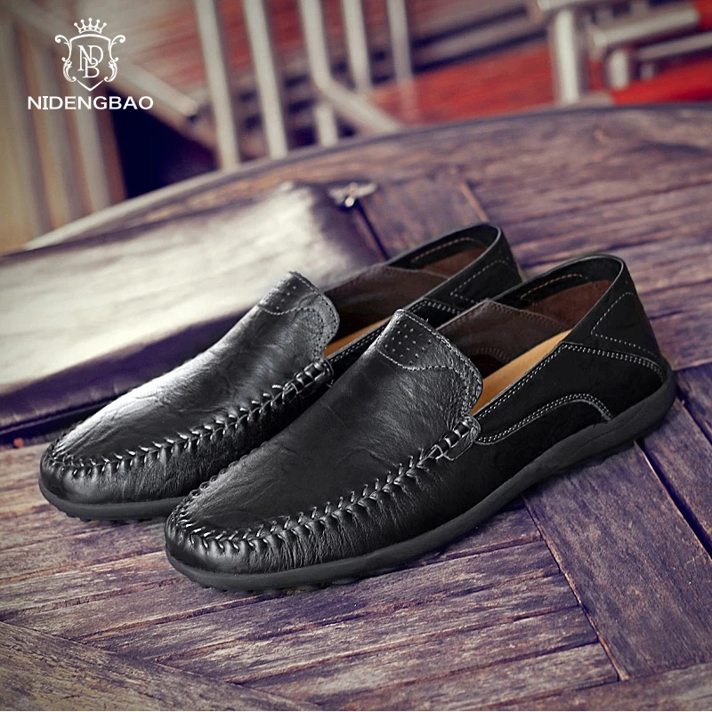 Peas Shoes Men Casual Genuine Leather Autumn Slip on Loafers Large Size 47 Man Footwear Light Flat Soft Lazy Shoe Zapatos Hombre | Обувь