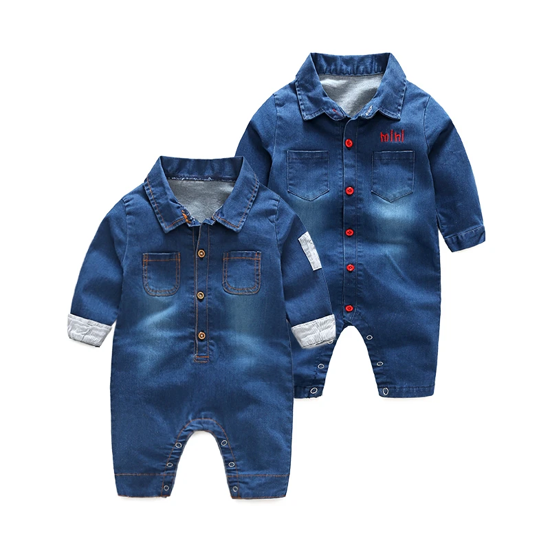 Новинка модный детский джинсовый комбинезон с длинными рукавами сезон весна