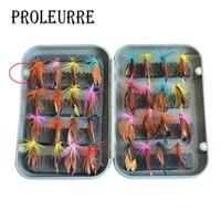 proleurre 32pcs boxed fly fishing lure set artificial bait trout fly fishing lures hooks tackle with box butterfly insect