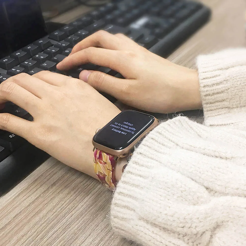 Новый стильный ремешок из смолы для Apple Watch SE Band Series 6 5 4 3 мужчин/женщин 40 мм 44 38 42