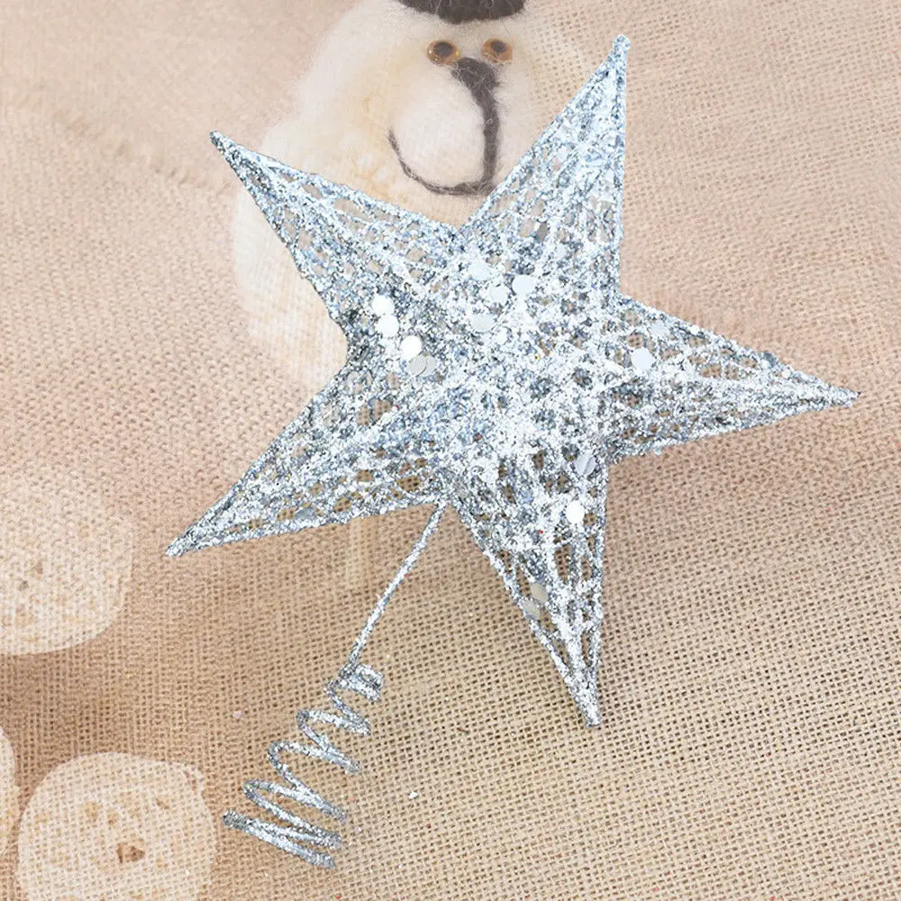Silver 25cm Макушка для новогодней елки блестящая Звезда домашний декор веселое рождественское, с блестками украшения верхушка дерева красочные Ремесло рождественские DIY аксессуары - Цвет: Silver 25cm