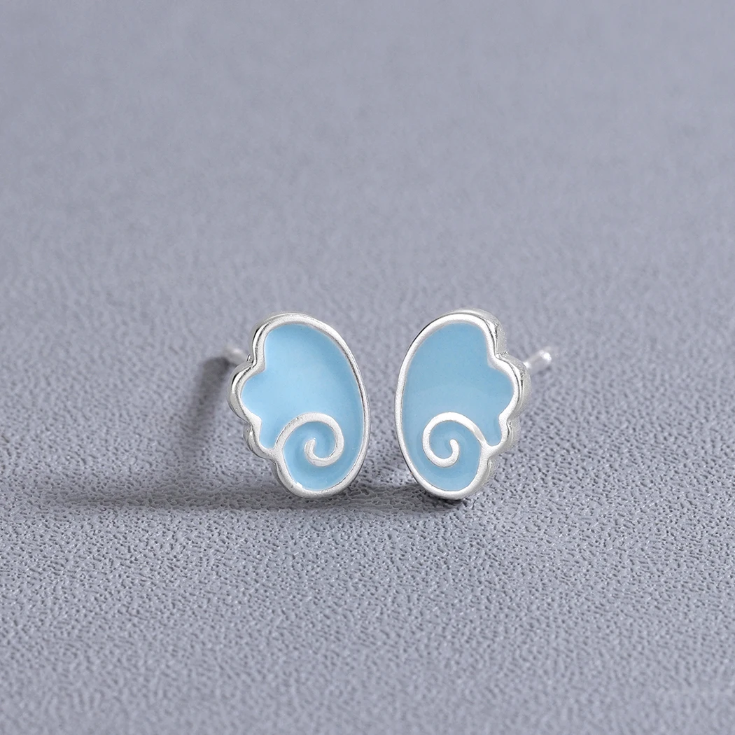 Женские Геометрические серьги Kinitial серьги-пусеты с синими облаками | Украшения и