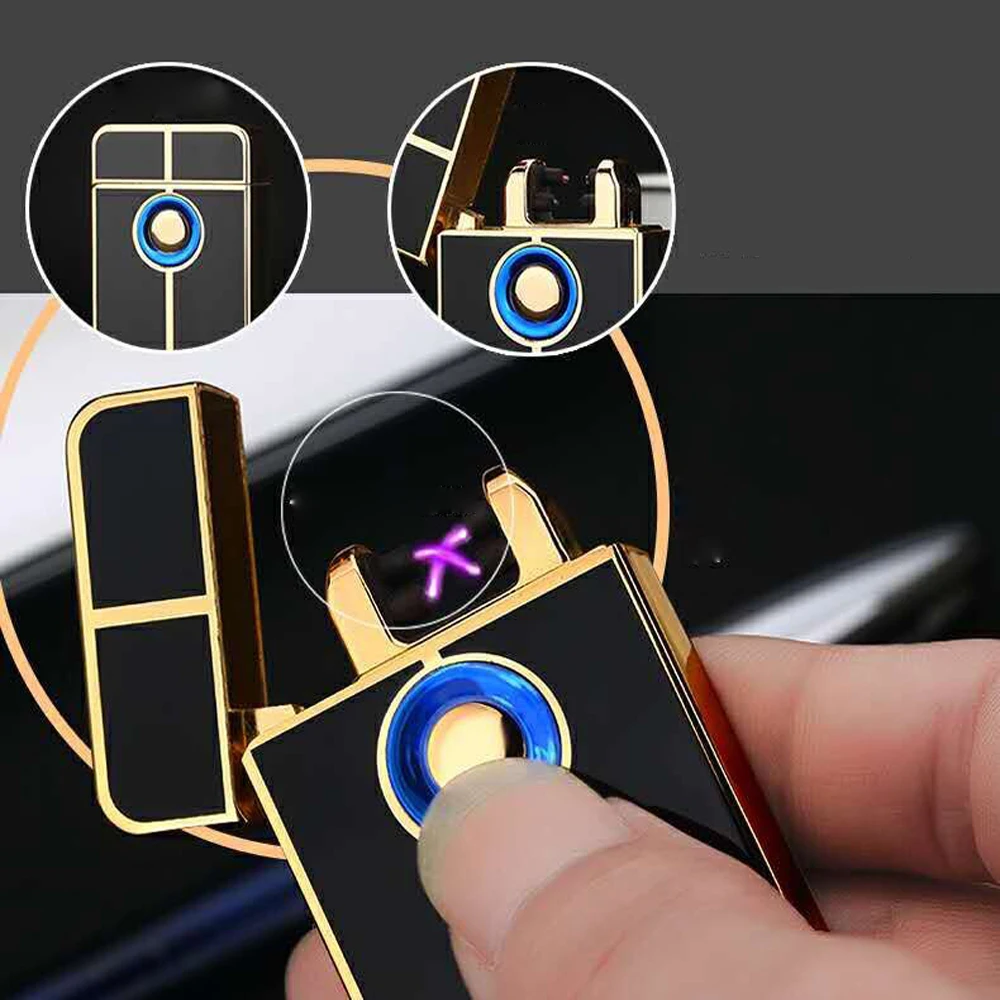 Перезаряжаемая USB зажигалка сенсорная двойная 2018 Электронная для сигарет