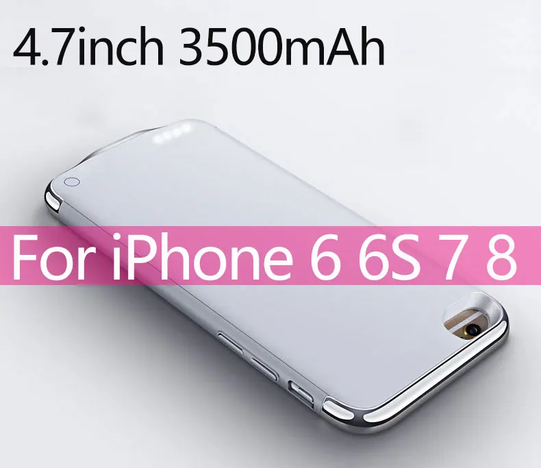 4.7 Silver 3500 мАч портативный ультра тонкий чехол с аккумулятором для iPhone 6 s 6s 7 8 4000 мАч чехол для зарядки аккумулятора телефона для iPhone 6 6s 7 8 Plus - Цвет: 4.7 Silver