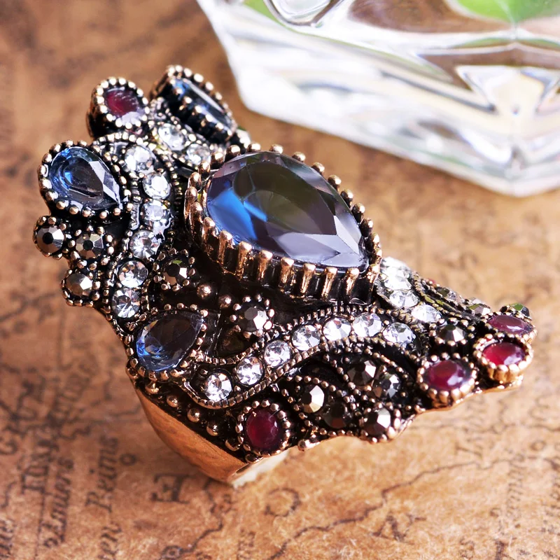 Женское Винтажное кольцо Blucome зеленое в виде цветов турецком стиле вечерние