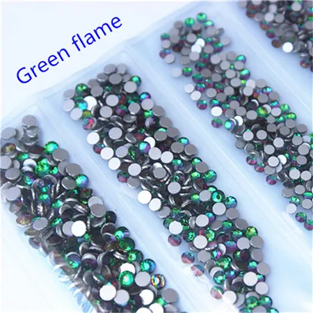Green flame Micui 1440 шт, SS3-SS10, Микс, 6 размеров, AB кристаллы, стеклянные стразы, блестящий кристалл, не исправление, стразы для украшения ногтей MC992 - Цвет: Green flame