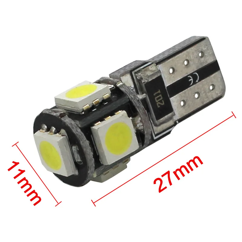 50 шт. светодиодный T10 Canbus 5 SMD 5050 194 168 без Ошибок W5W canbus OBC безотказный светильник для