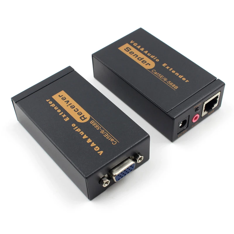 100M VGA Video Audio Extender Over Single RJ45 CAT5e/6 1080P Extension adpater Lightning protection | Компьютеры и офис