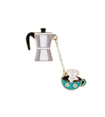 coffee Timlee X155 новая популярная оригинальная кофейная машина пиво фруктовый сок красное вино чашка металлическая брошь модные ювелирные изделия - Окраска металла: coffee