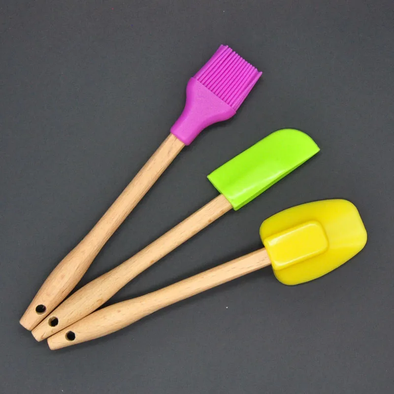 3 шт./компл. цветная силиконовая Кондитерская Лопатка и щетка с ручкой из