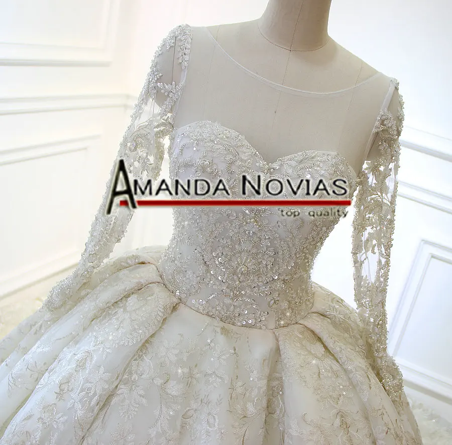 Amanda Novias 2017 New Luxury Full Lace Wedding Dress With Royal Train Bridal | Свадьбы и торжества
