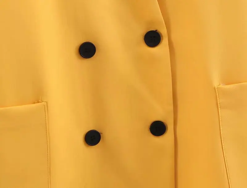 Женский двубортный пиджак однотонный с v-образным вырезом для работы | Женская