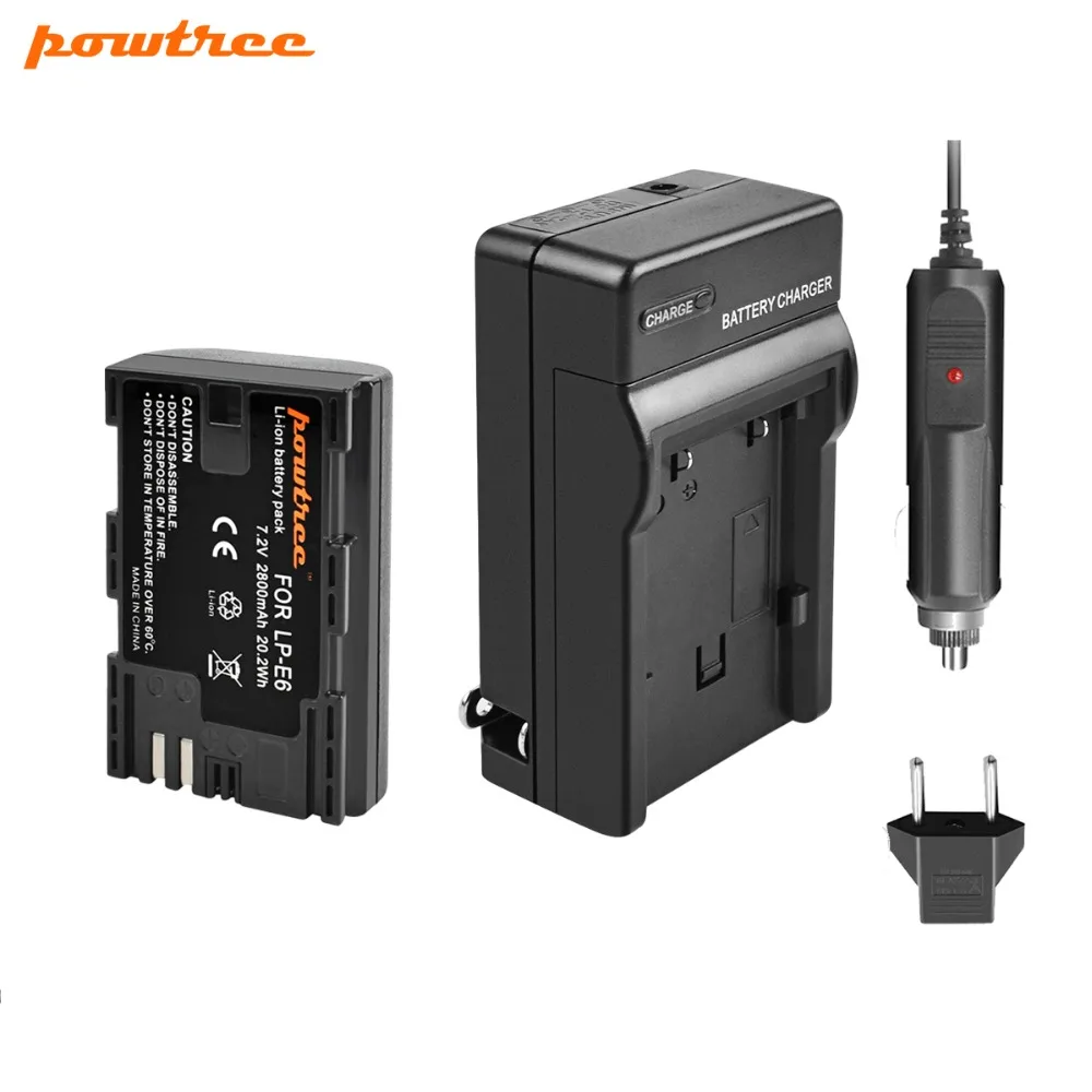 Аккумулятор Powtree для камеры Canon 7 2 В 2800 мАч LPE6 LP E6 Сменное зарядное устройство EOS 5D
