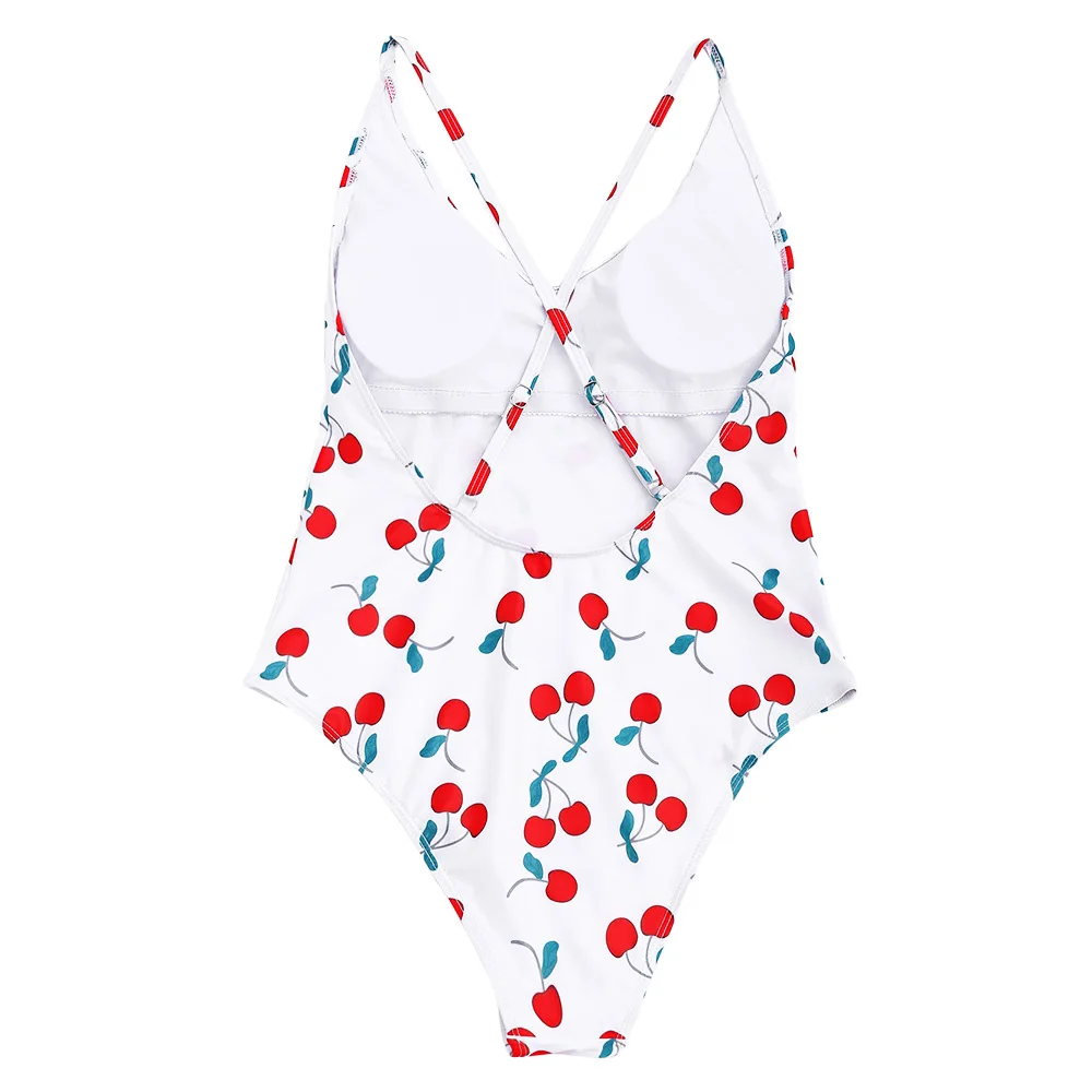 ZAFUL новый купальник с принтом вишни крест накрест цельный женский слитный