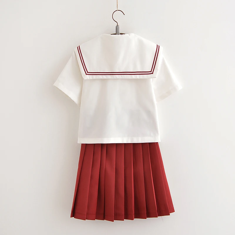 Свитани Японская школа JK красный и белый Униформа вишневый цвет printSailor костюм