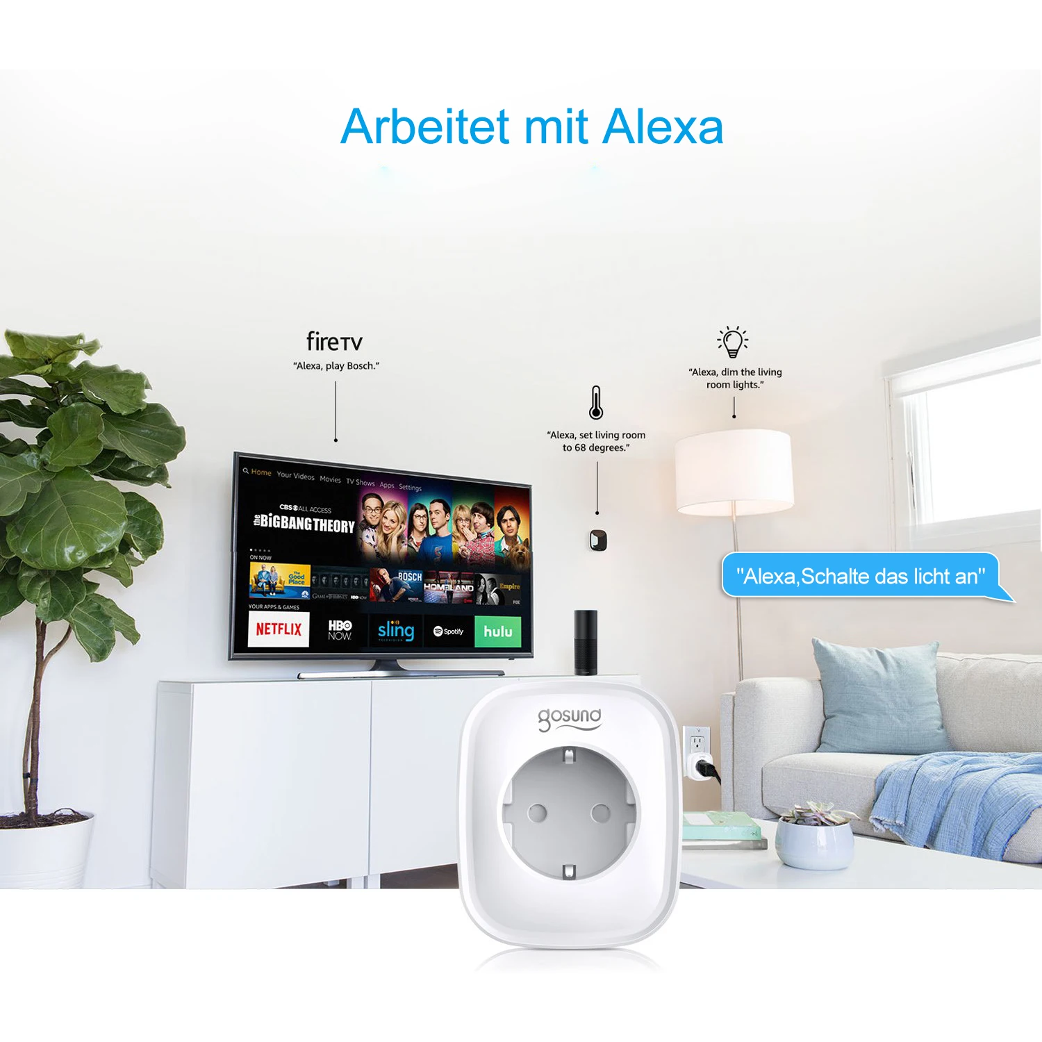 В Европу в Россию умная розетка gosund plug Alexa управление таймером мощность 16А