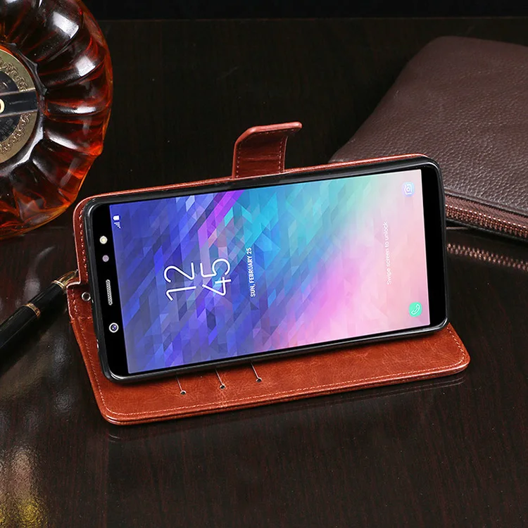 Для Samsung Galaxy A6 Plus 2018 Флип кожаный чехол для кошелек телефона защитный