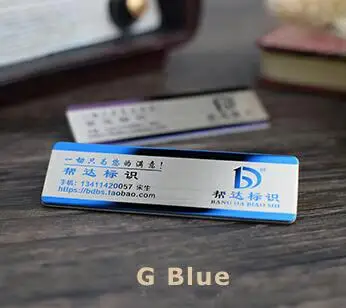 Blue 70X20 мм нержавеющая сталь Бизнес Имя тег ID бейдж держатель Персонализированные лазерной гравировкой с булавкой для персонала - Цвет: Blue