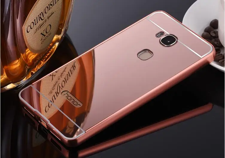 Чехол для Huawei Honor 5X Роскошные золотое покрытие Панцири Алюминий Рамки + зеркало