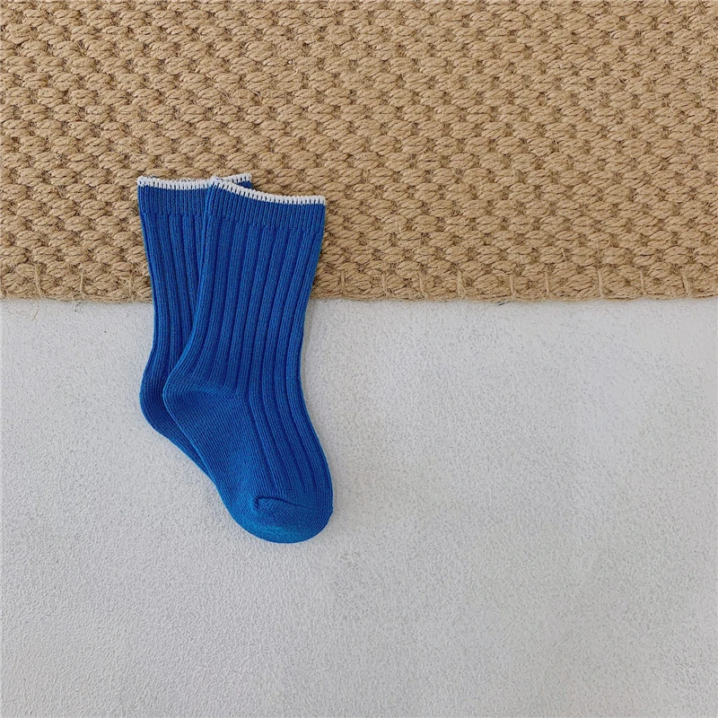 Милые хлопковые носки ярких цветов с двойной иглой для детей теплые мягкие