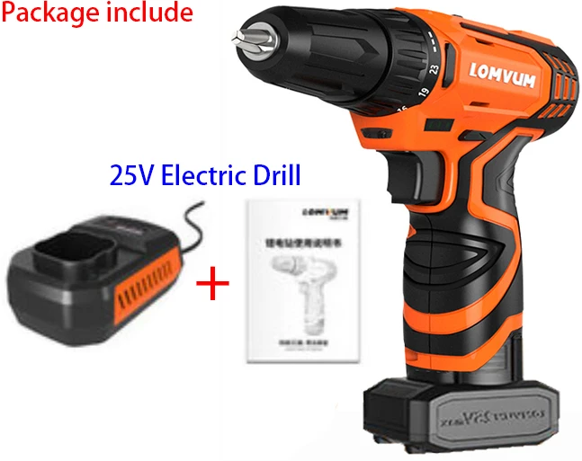 25V Electric Drill LOMVUM в виде бабочек, новинка, 12/16/алюминиевая крышка, 25В электрический молоток, дрель шуруповерт литий-ионный Батарея Винт роторный инструмент мини Магнитная бурения вождения - Цвет: 25V Electric Drill