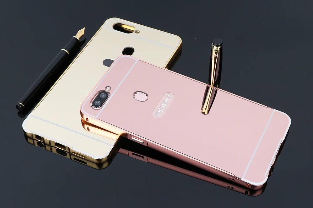 Модные Роскошные зеркальные Чехлы цвета розового золота для OPPO R11S PLUS алюминиевая