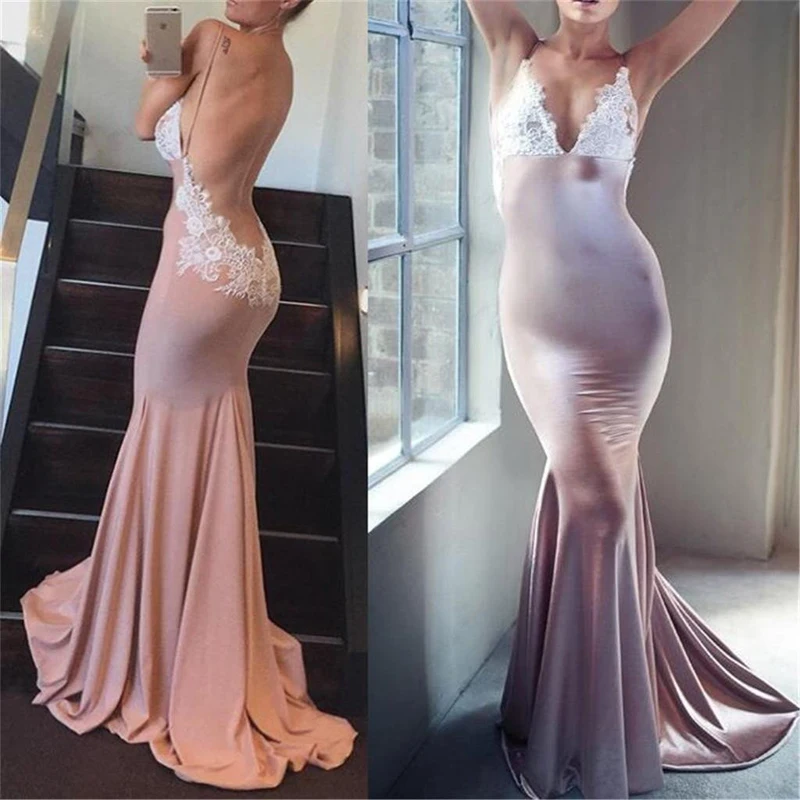 Dresstells русалка пром платья top sexy v-образным вырезом ремни кружева длина пола