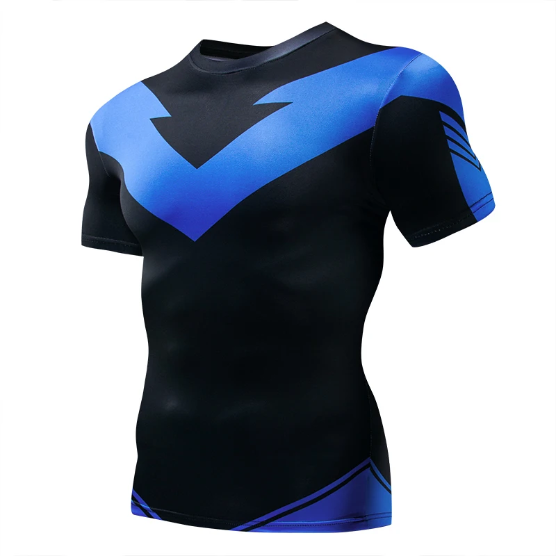 Новые рубашки Nightwing с коротким рукавом компрессионные футболки 3D принтом мужские