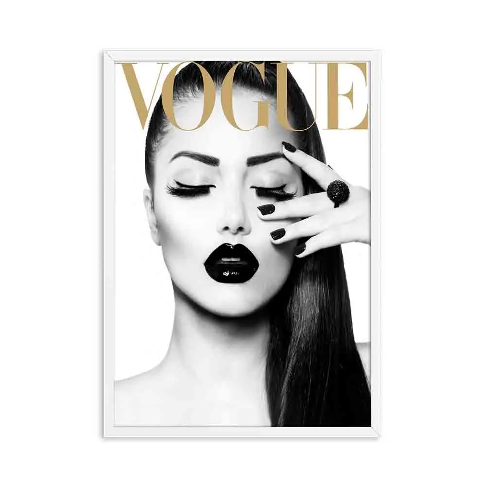 Vogue покрытие белая шляпа Художественная Картина на холсте настенные картины Модная фотография холст художественные принты и плакаты Сексуальная дамская комната Декор - Цвет: Picture B