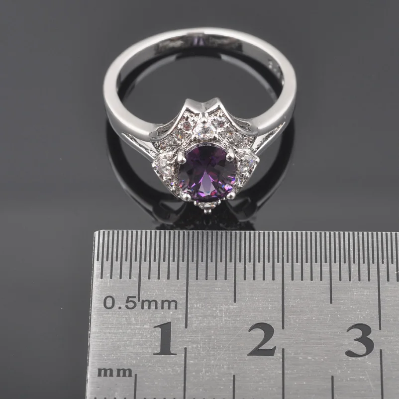 FAHOYO блестящие фиолетовые циркониевые белые с фианитом Женские Ювелирные наборы