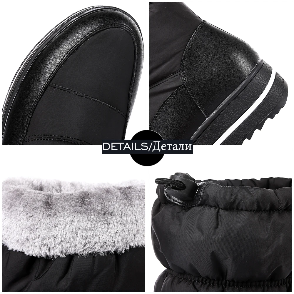 WETKISS/женские теплые зимние ботинки из натуральной кожи на толстой плюшевой