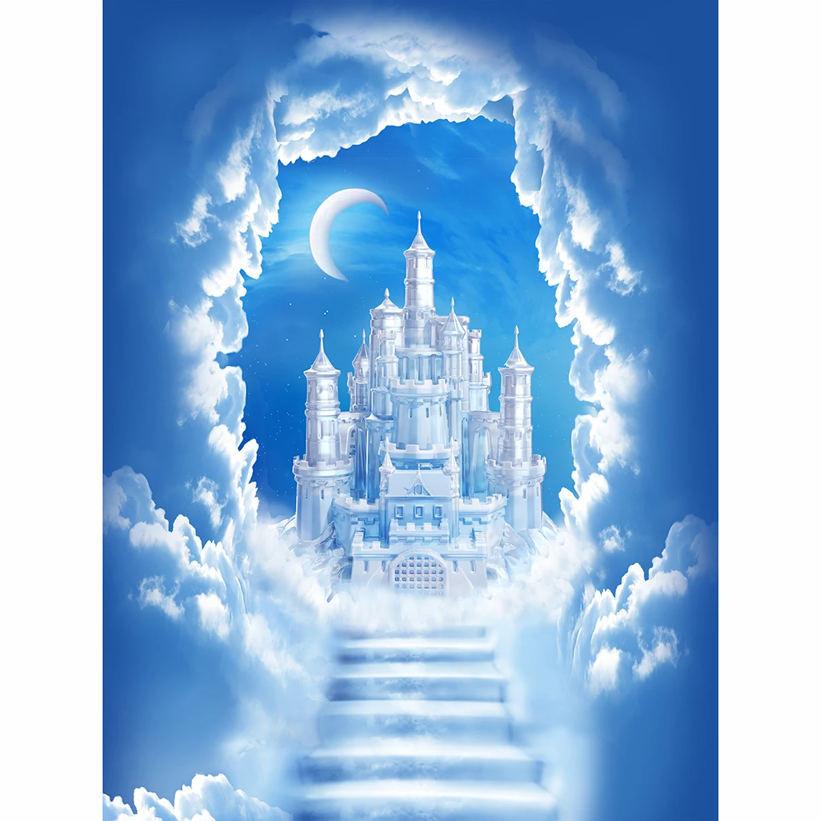 Фон для фотосъемки Allenjoy облачное небо лестница Рождество Луна ледяной замок фон