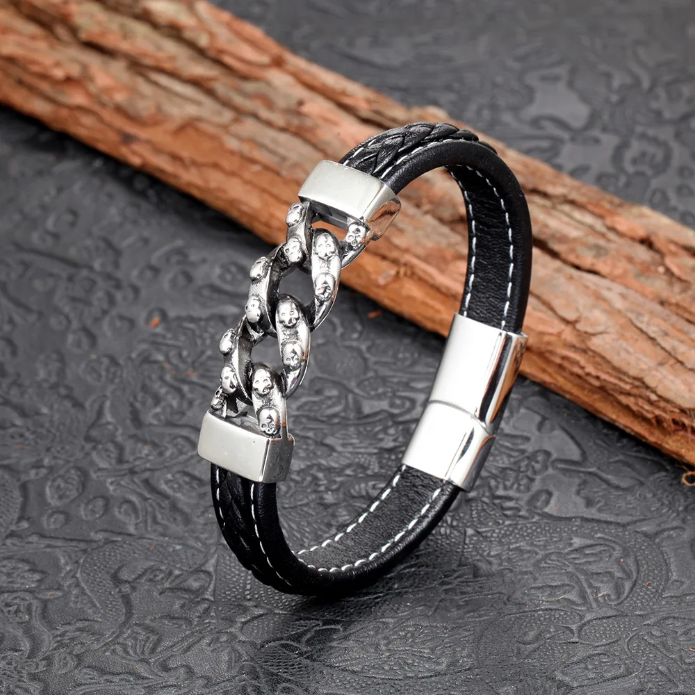 Популярный браслет из воловьей кожи кожаный нержавеющей стали влюбленных