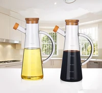1pc new 500ml glass olive oil vinegar pot dispenser bottles vinegar can cruet storage with handle lid oil bottle jo 1089